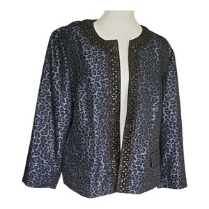Chico's Animal Print Occasion Jacket with Beaded Trim
